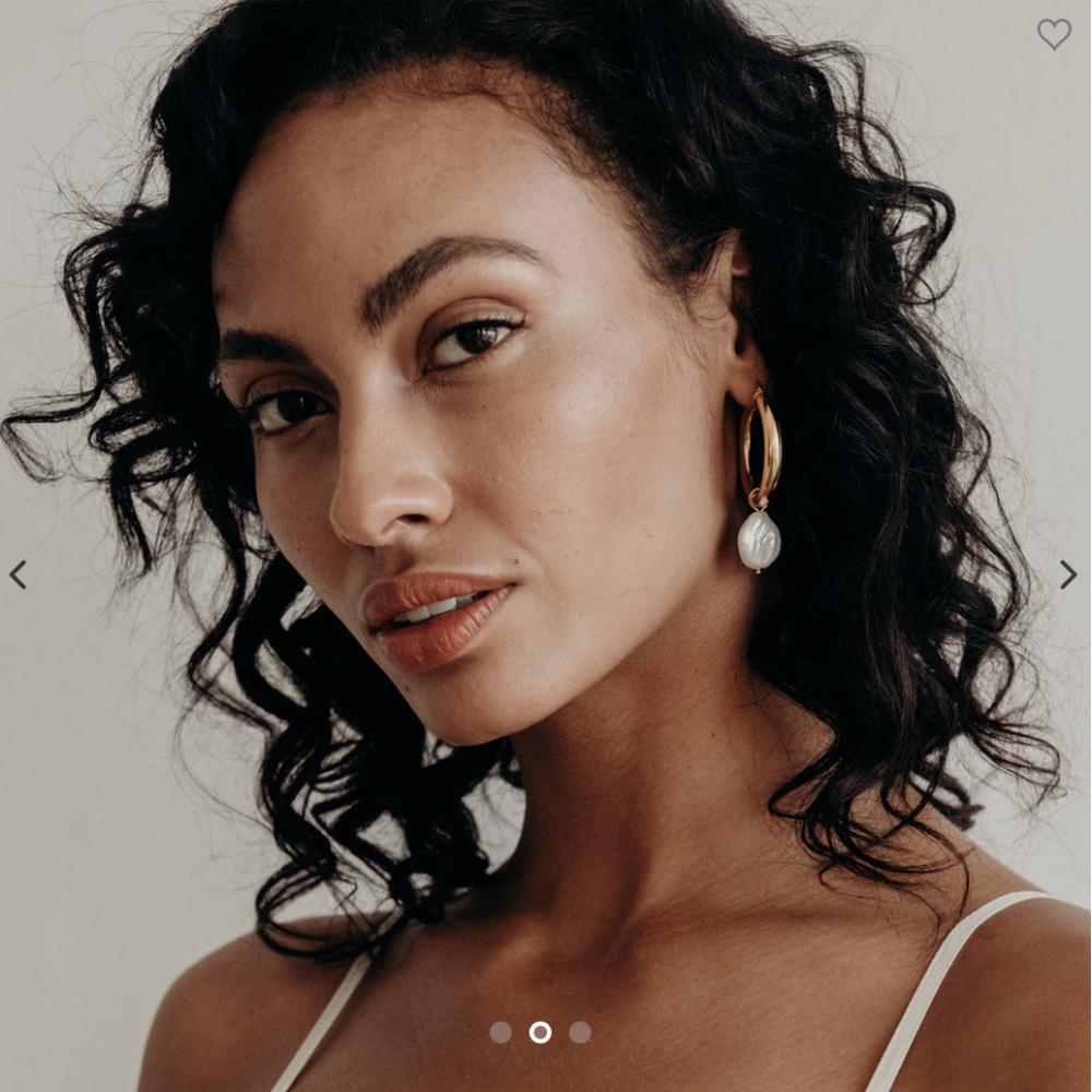 BYCHARI Gold Hoop Earrings with Pearl Charm